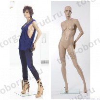 Манекен женский реалистичный телесный, с макияжем (парик отдельно), для одежды в полный рост, стоячий, руки убраны назад. MD-Gold 03