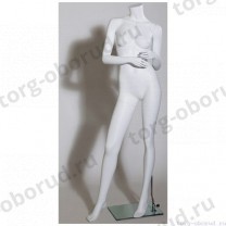 Манекен женский стилизованный, скульптурный белый, для одежды в полный рост,без головы, стоячий прямо, руки согнуты в локтях. MD-CFWW 105T
